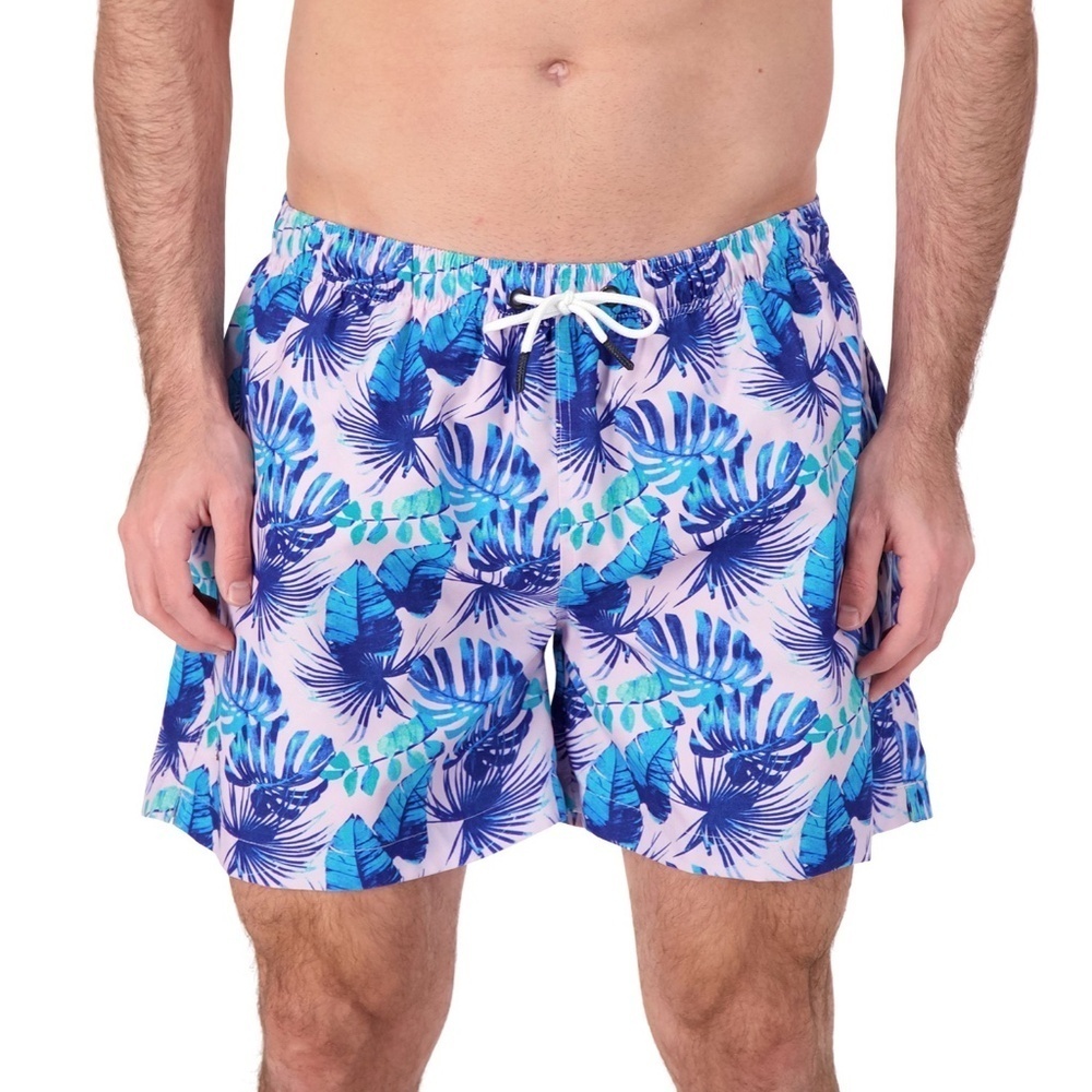 Sunset X Vine Swim Trunks Monstera print Tropical Beach Lavender Blue Aqua XL
